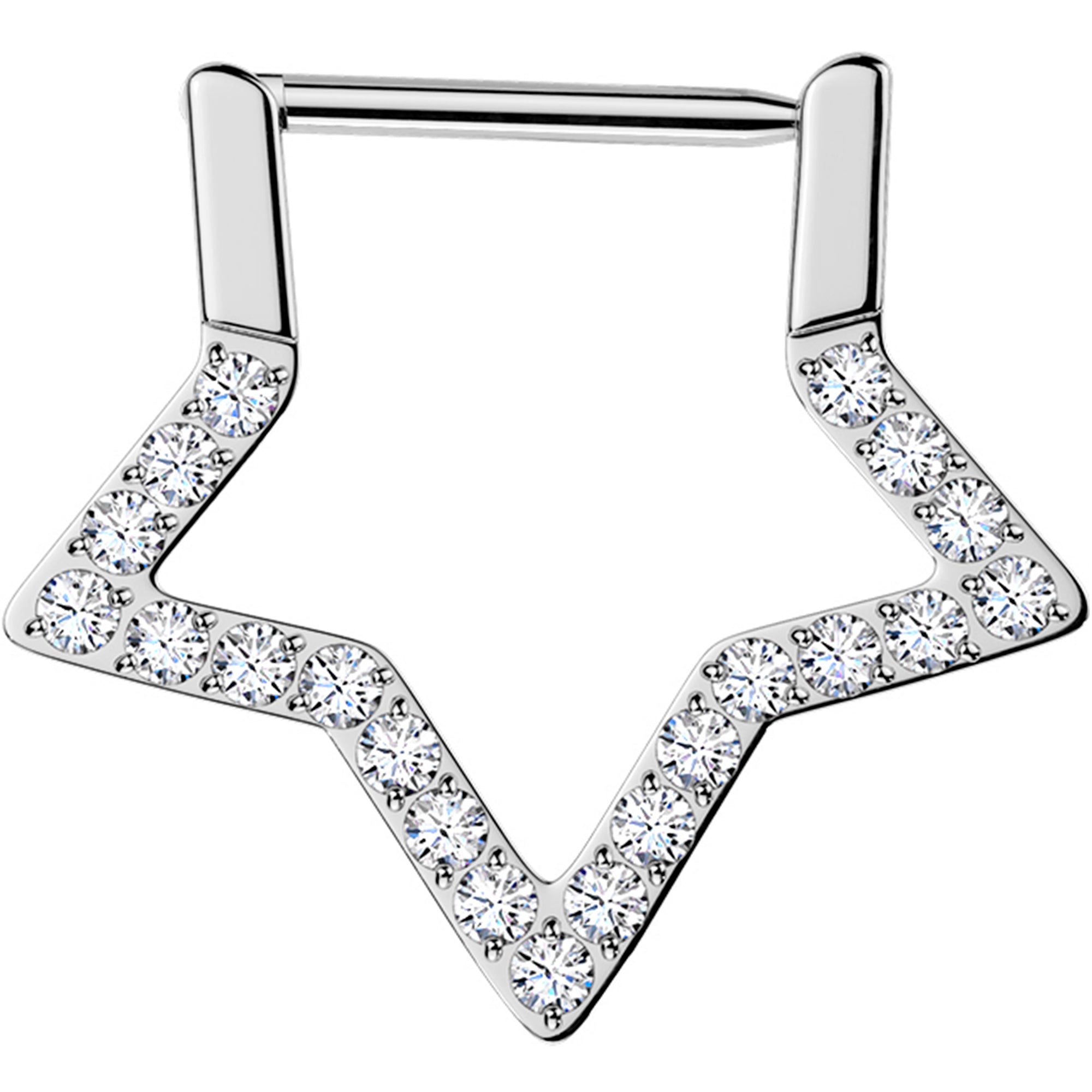 16g clear cz star titanium hinged segment ring