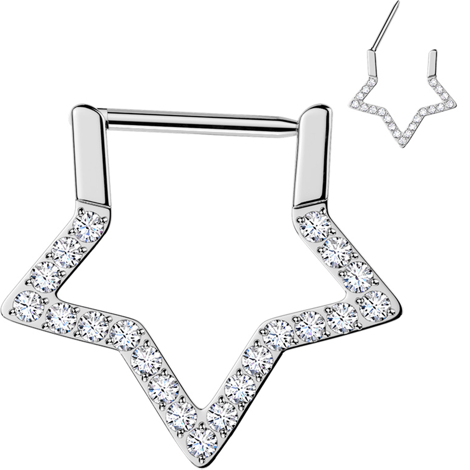 16G gold tone titanium star shaped hinged segment ring