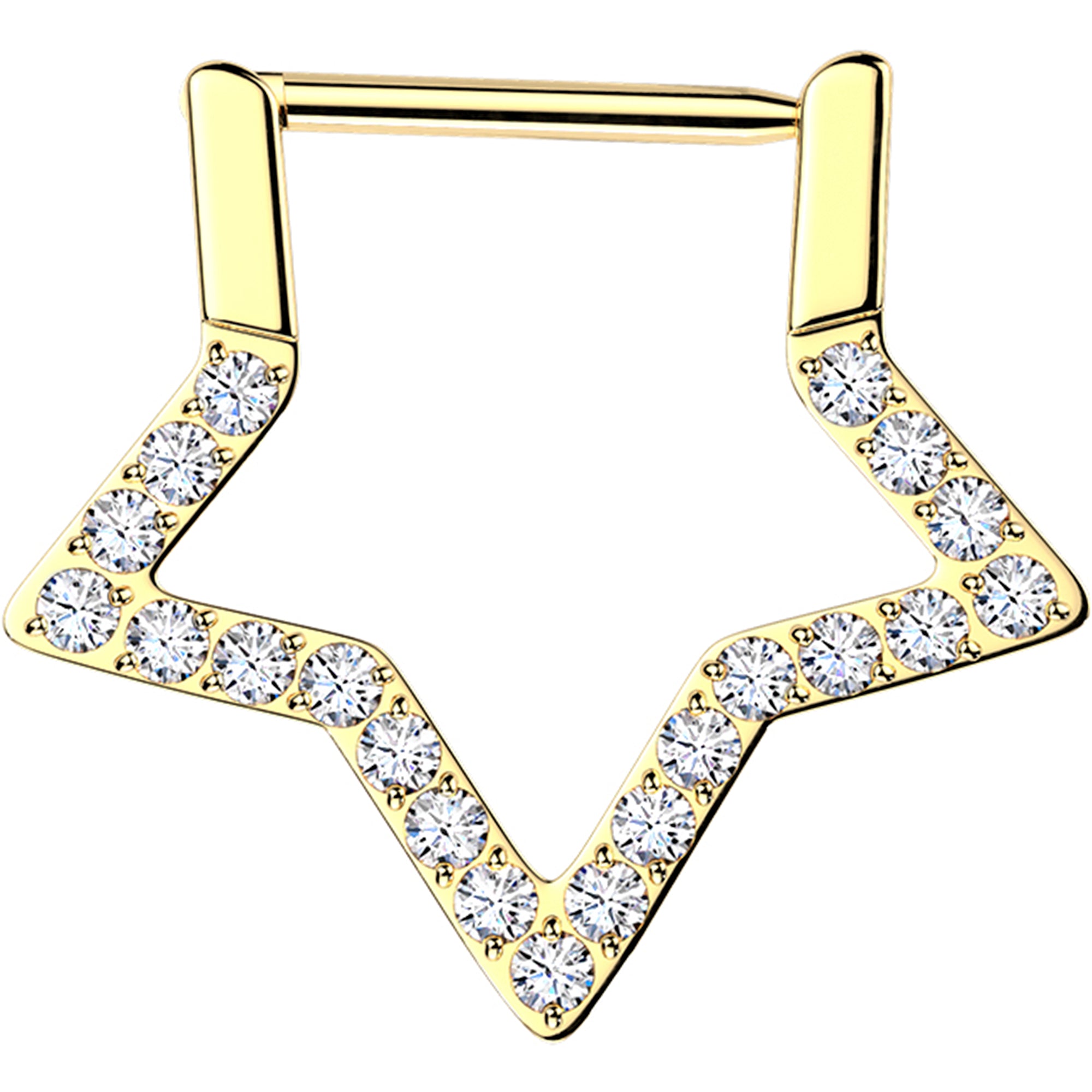 16G 5/16 CZ Gem Implant Titanium Star Shaped Hinged Segment Ring