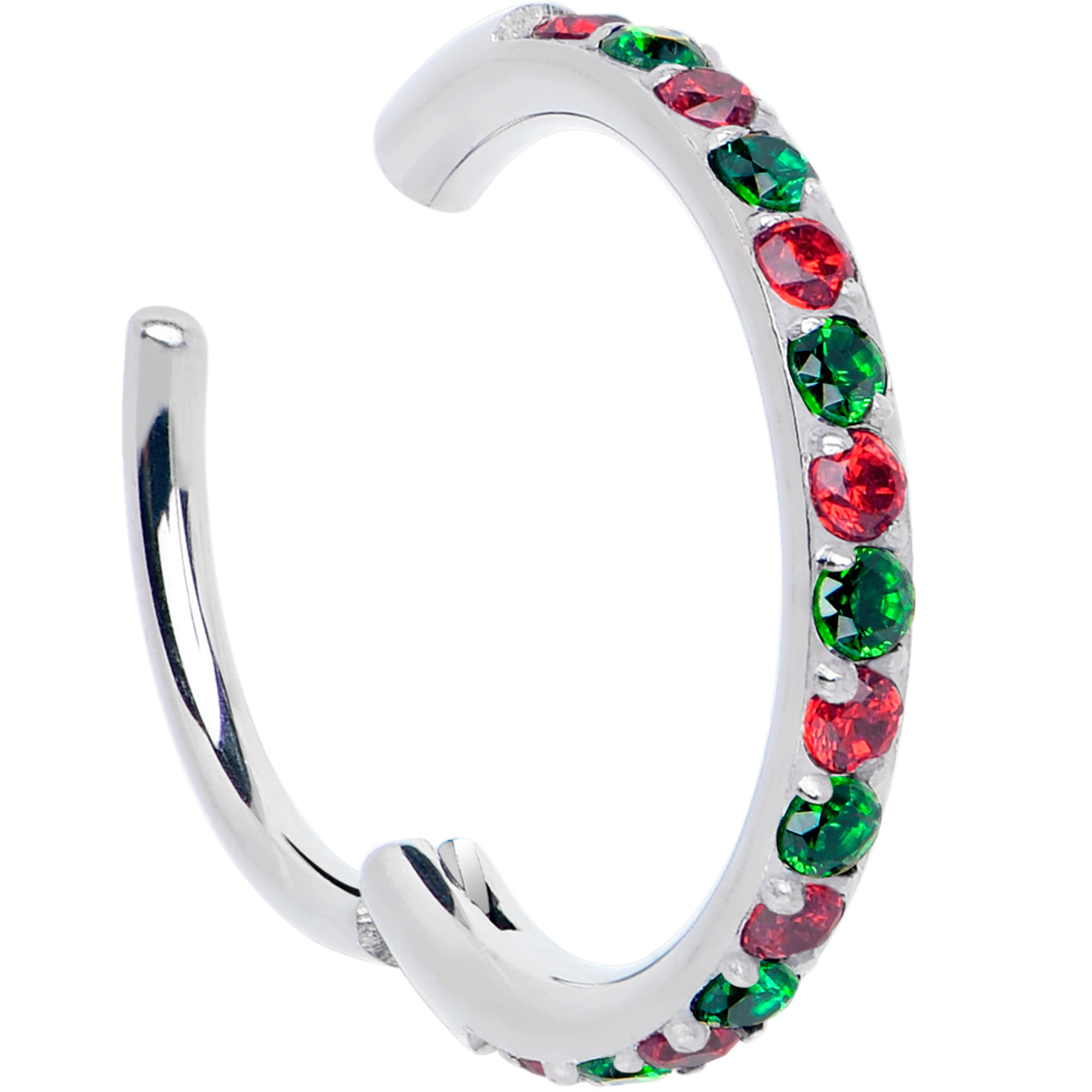 20 Gauge Micro Gem Titanium Hinged Nose Hoop - Christmas Nose Ring