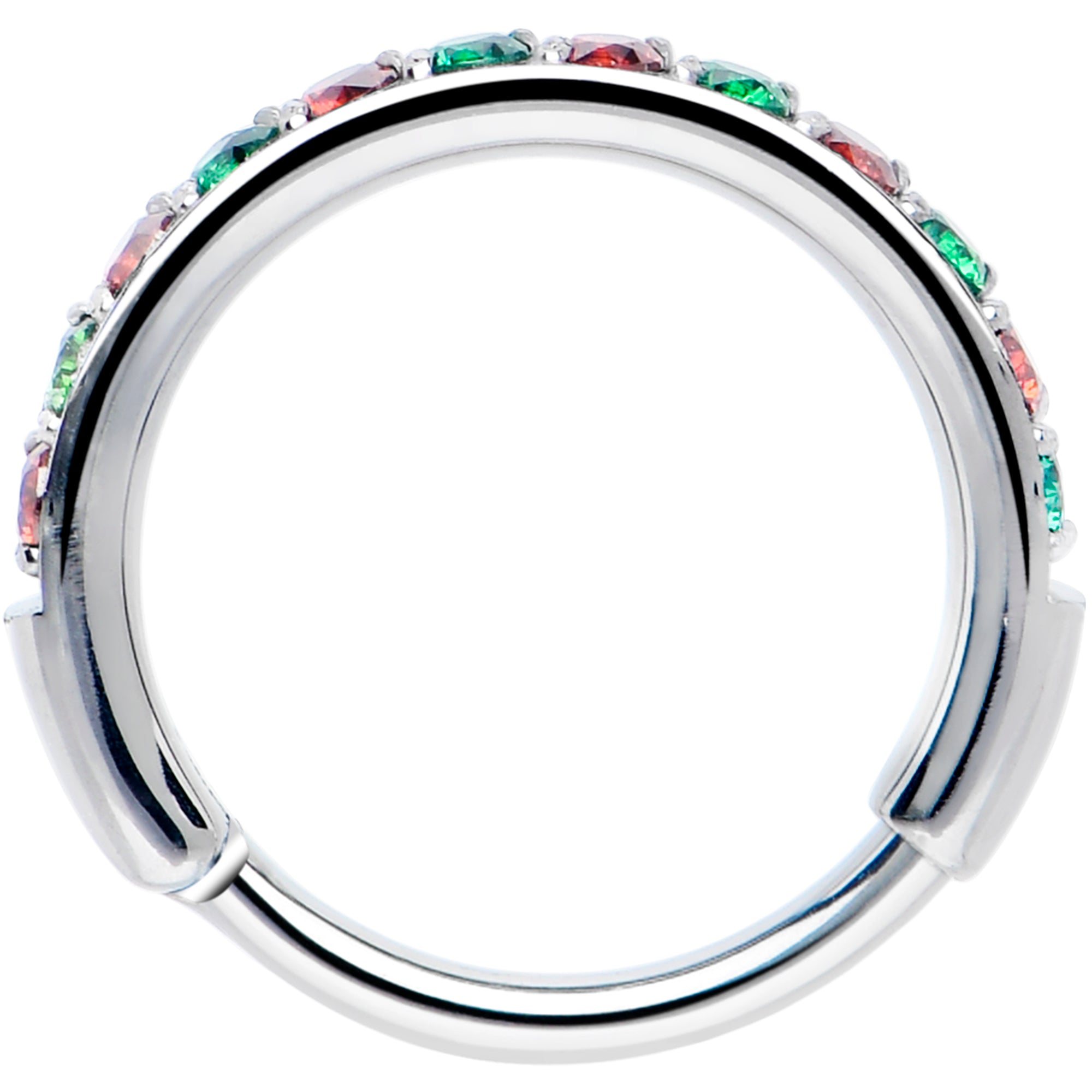 20 Gauge Micro Gem Titanium Hinged Nose Hoop - Christmas Nose Ring