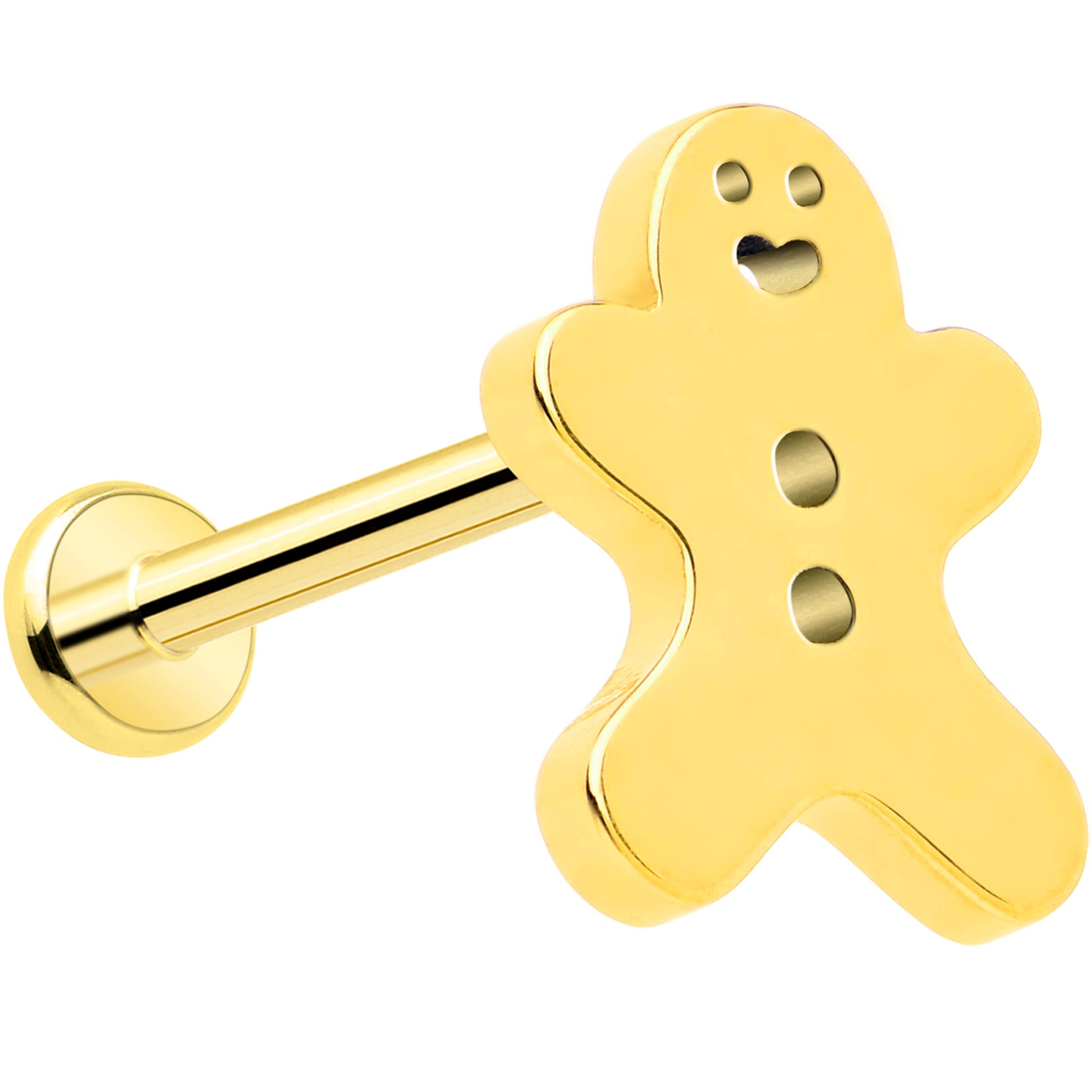 Gingerbread Man 18G Titanium Threadless Push In Nose Ring Stud