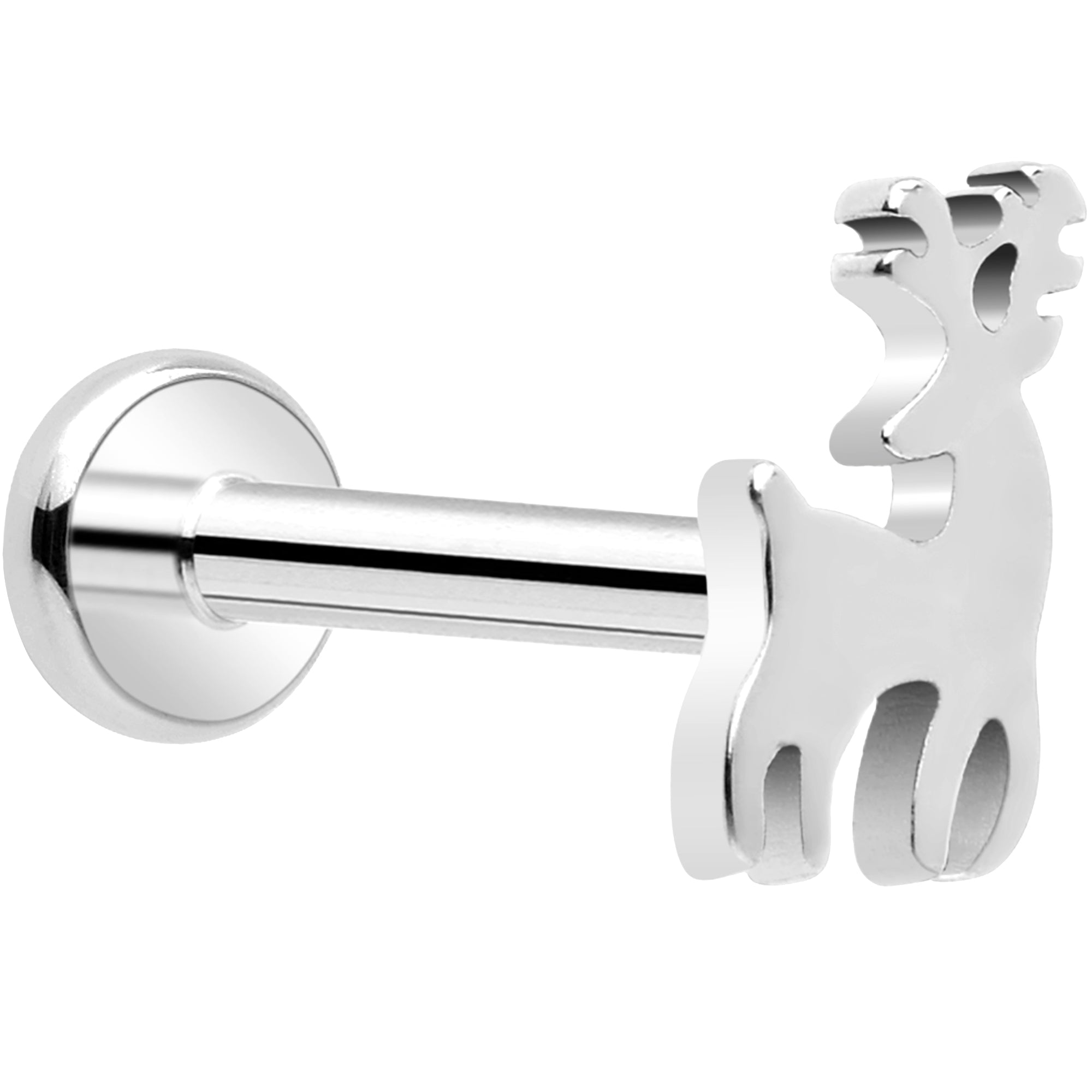 18G Christmas Flat Back Earring - Holiday Reindeer