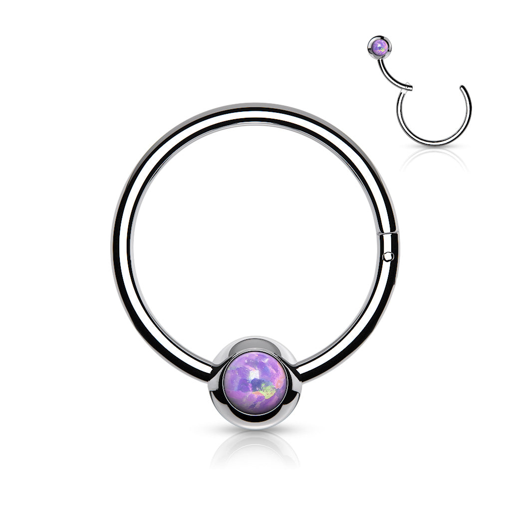 16g purple synthetic opal hinged segment ring