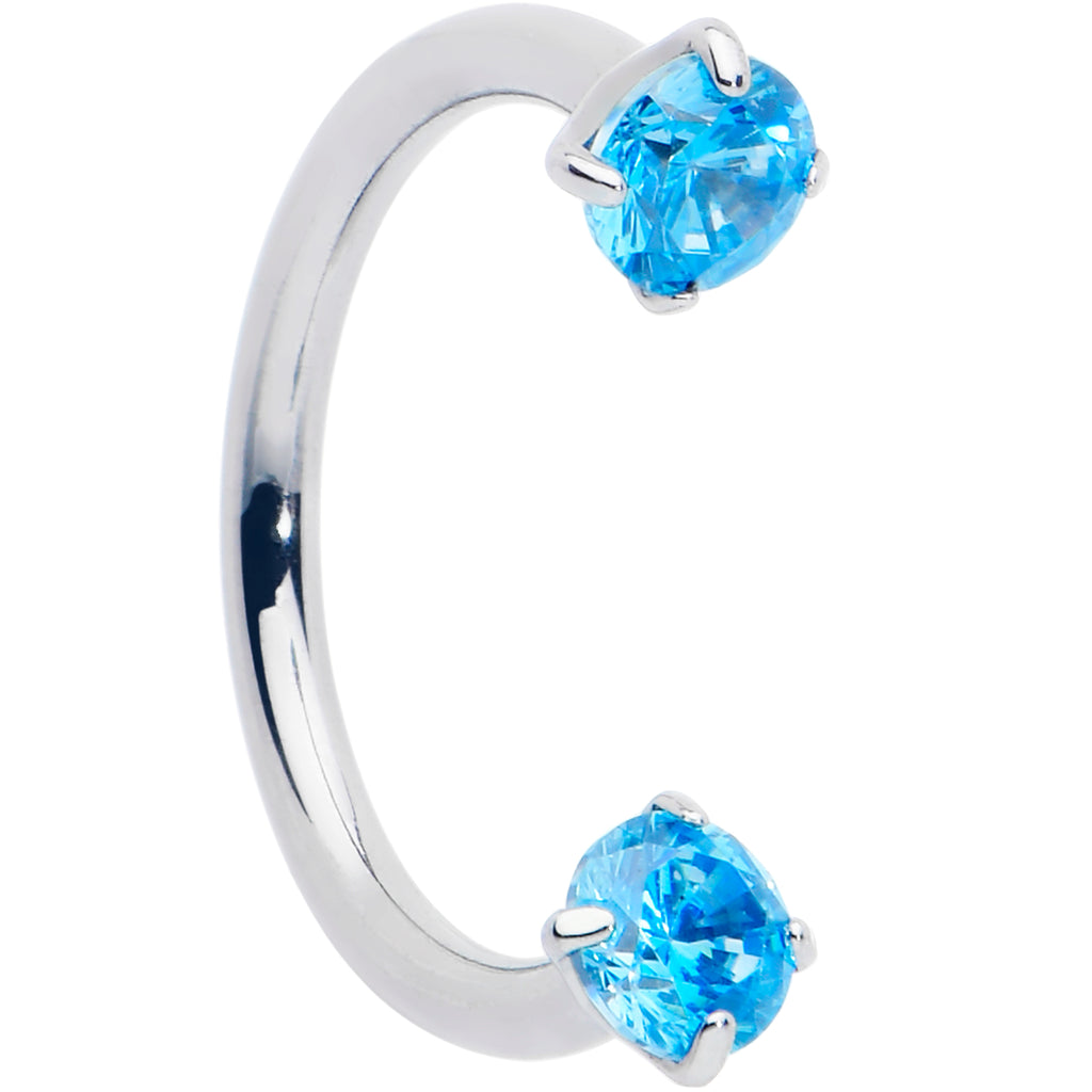 18G Double Gem Titanium Horseshoe Nose Ring -  Internally Threaded Solid Titanium CZ Horseshoe Nose Hoop