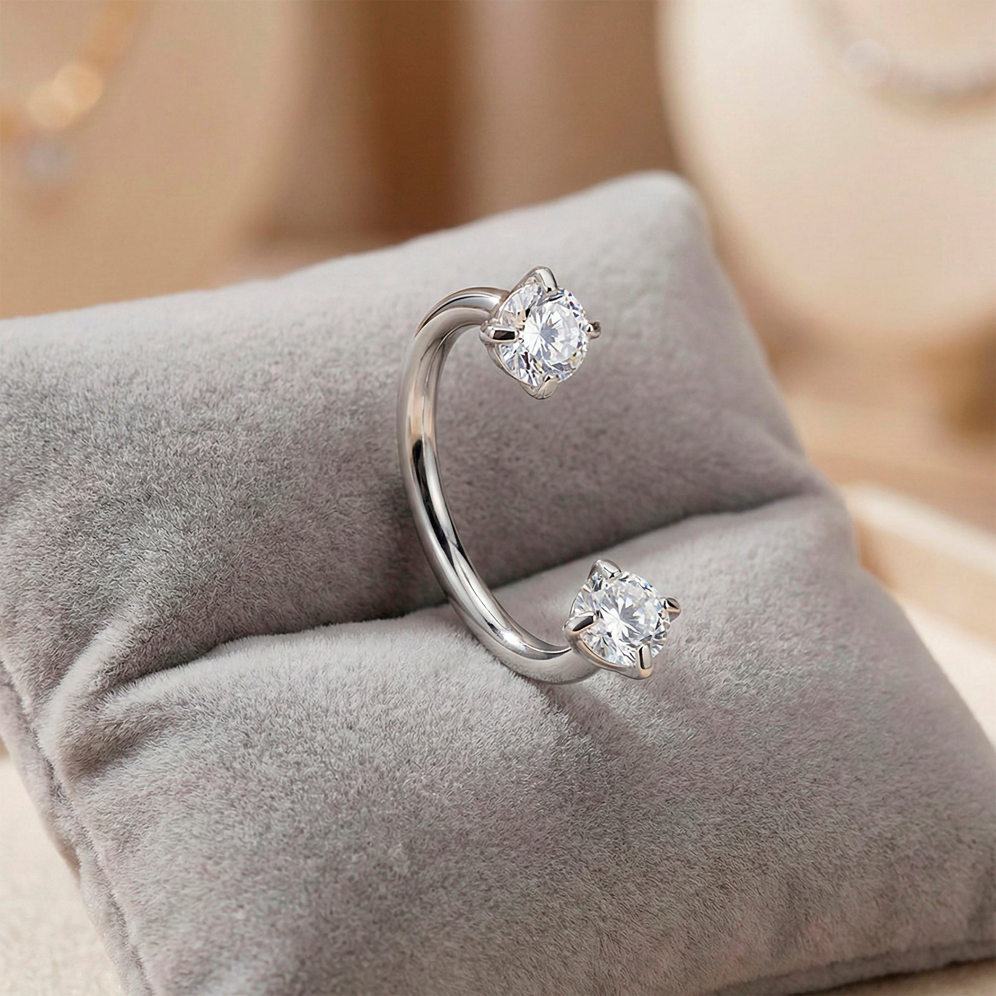 18g 5 16 titanium nose ring double clear gems