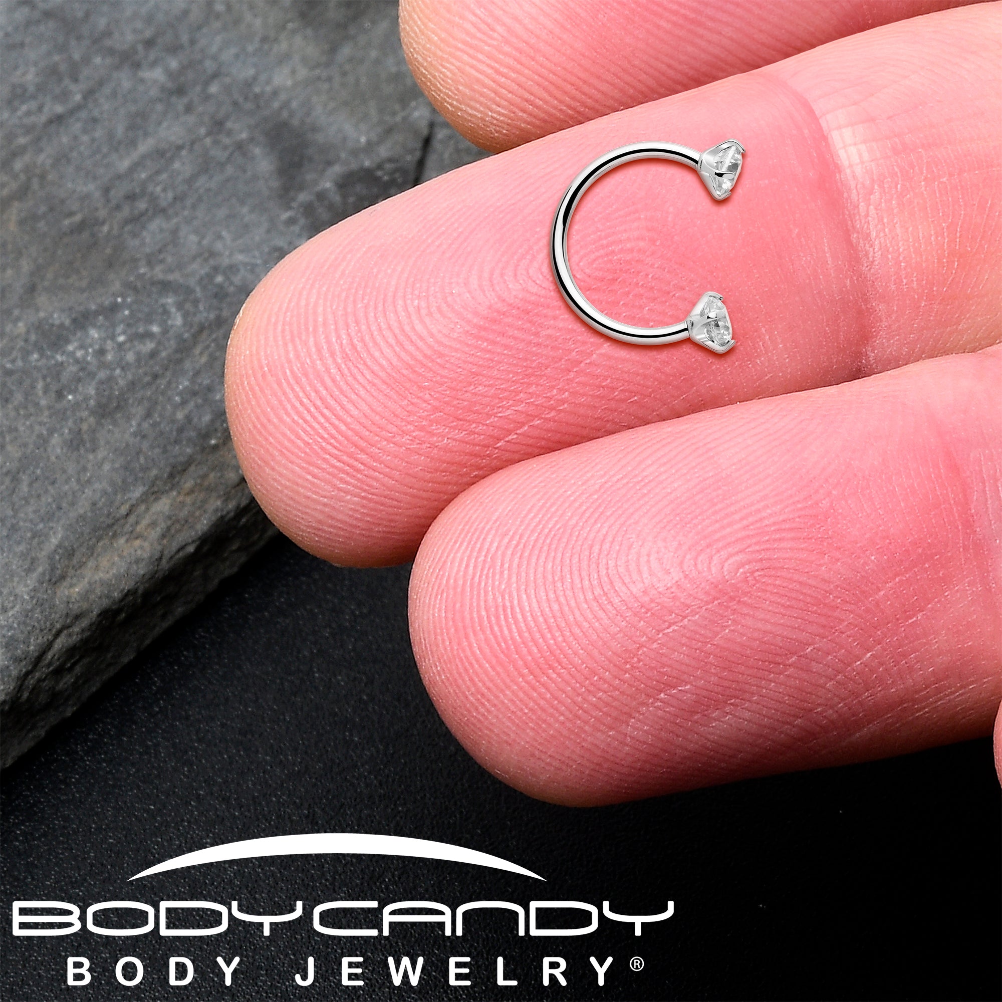 CZ micro gem horseshoe nose ring for nostril piercing