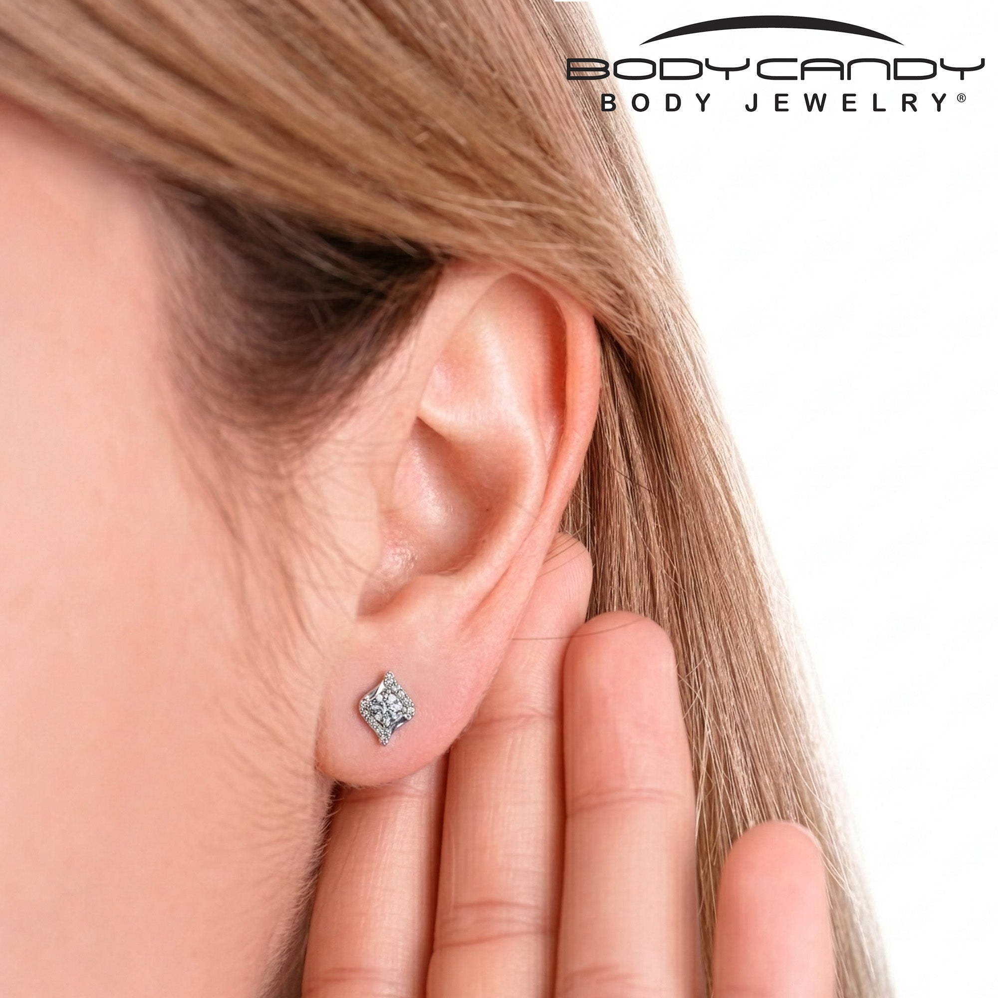 18 Gauge Cubic Zirconia Marquise Cartilage Labret Earring