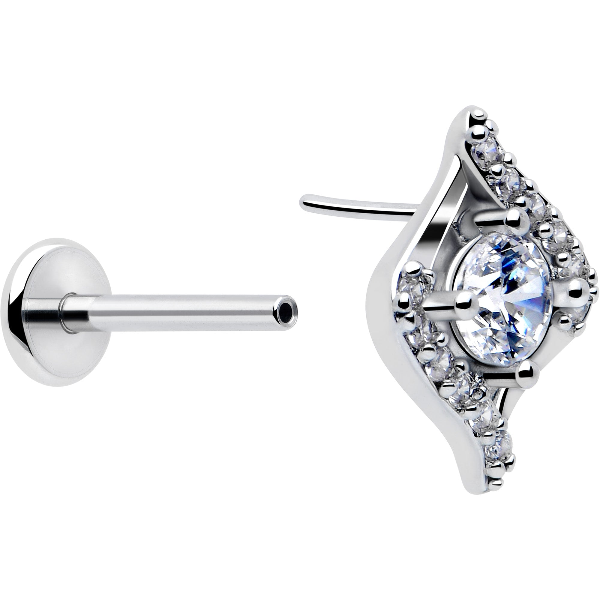 18G Threadless Cartilage Earring Marquise Halo Design
