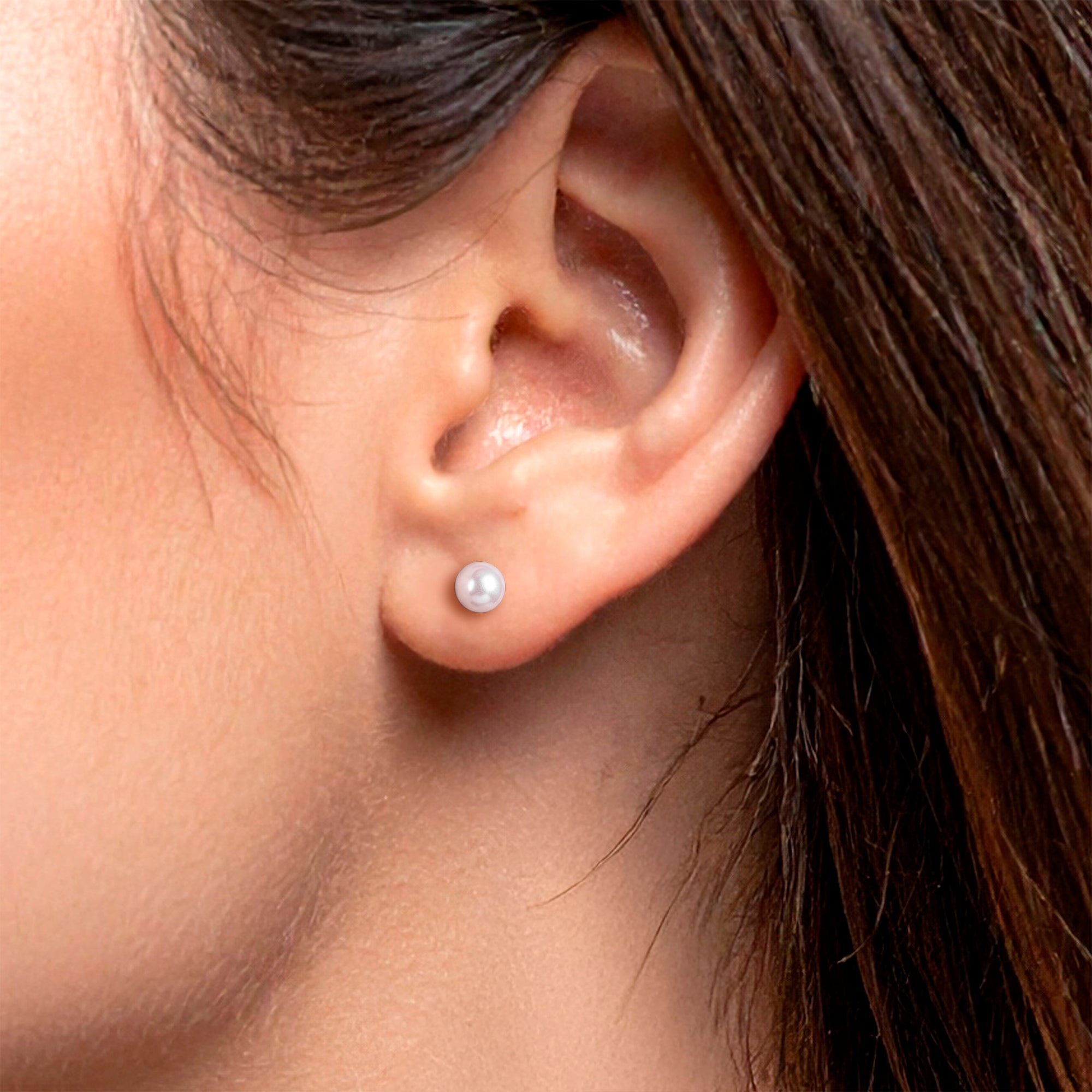 Pearl Flower Stud Earrings Surgical Steel Screw Back Closure