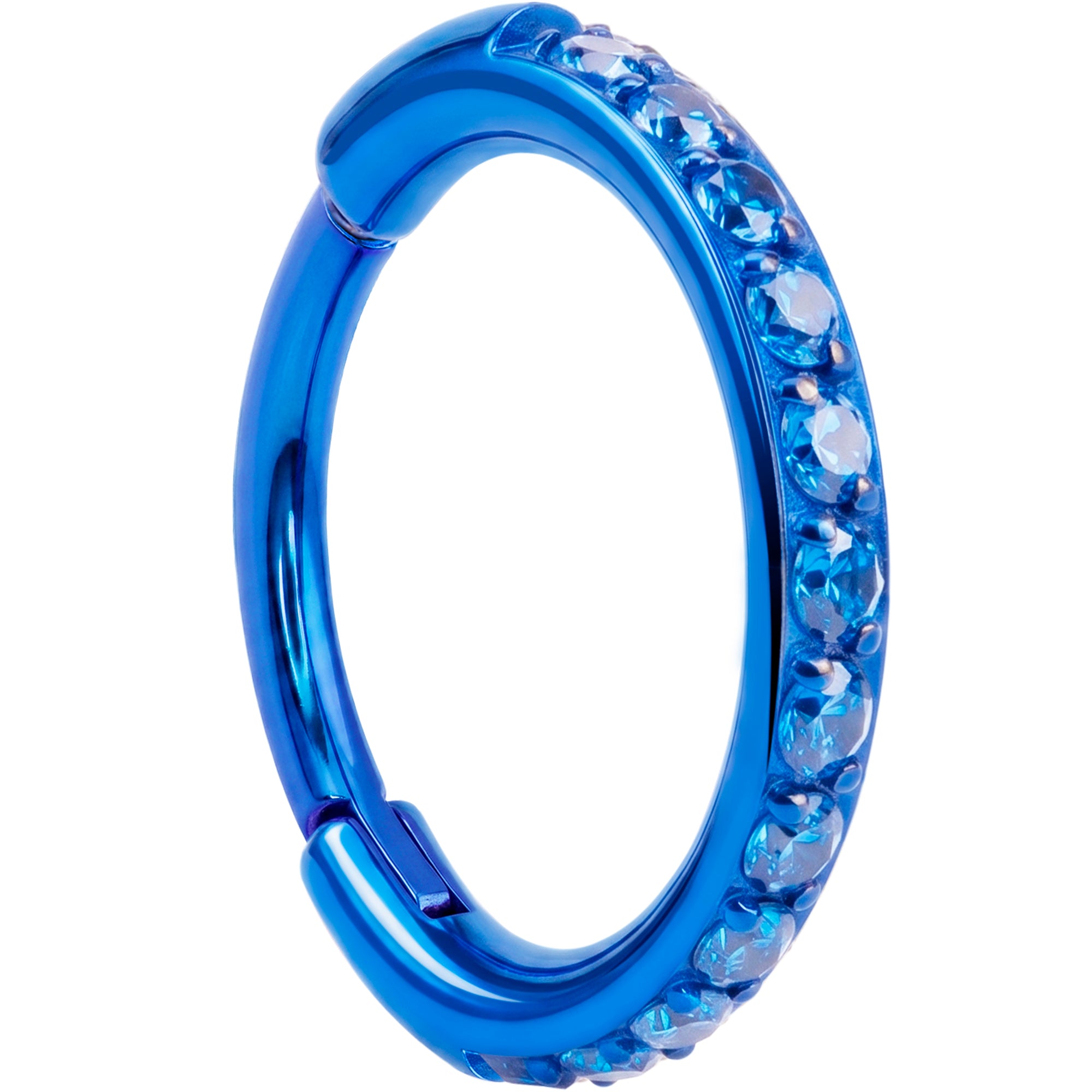 Micro Gem Titanium Hinged Nose Hoop-Hypoallergenic CZ Ring