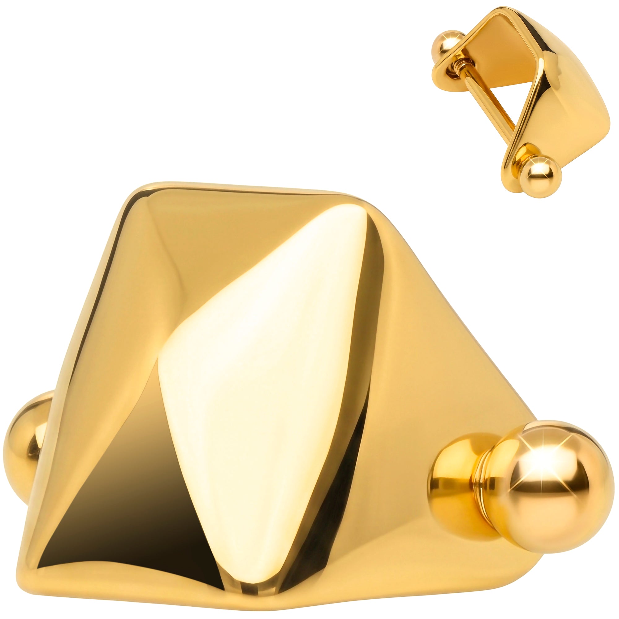 16G Geo Pyramid Helix Cartilage Cuff Barbell - 316G Surgical Steel Ear Cuff