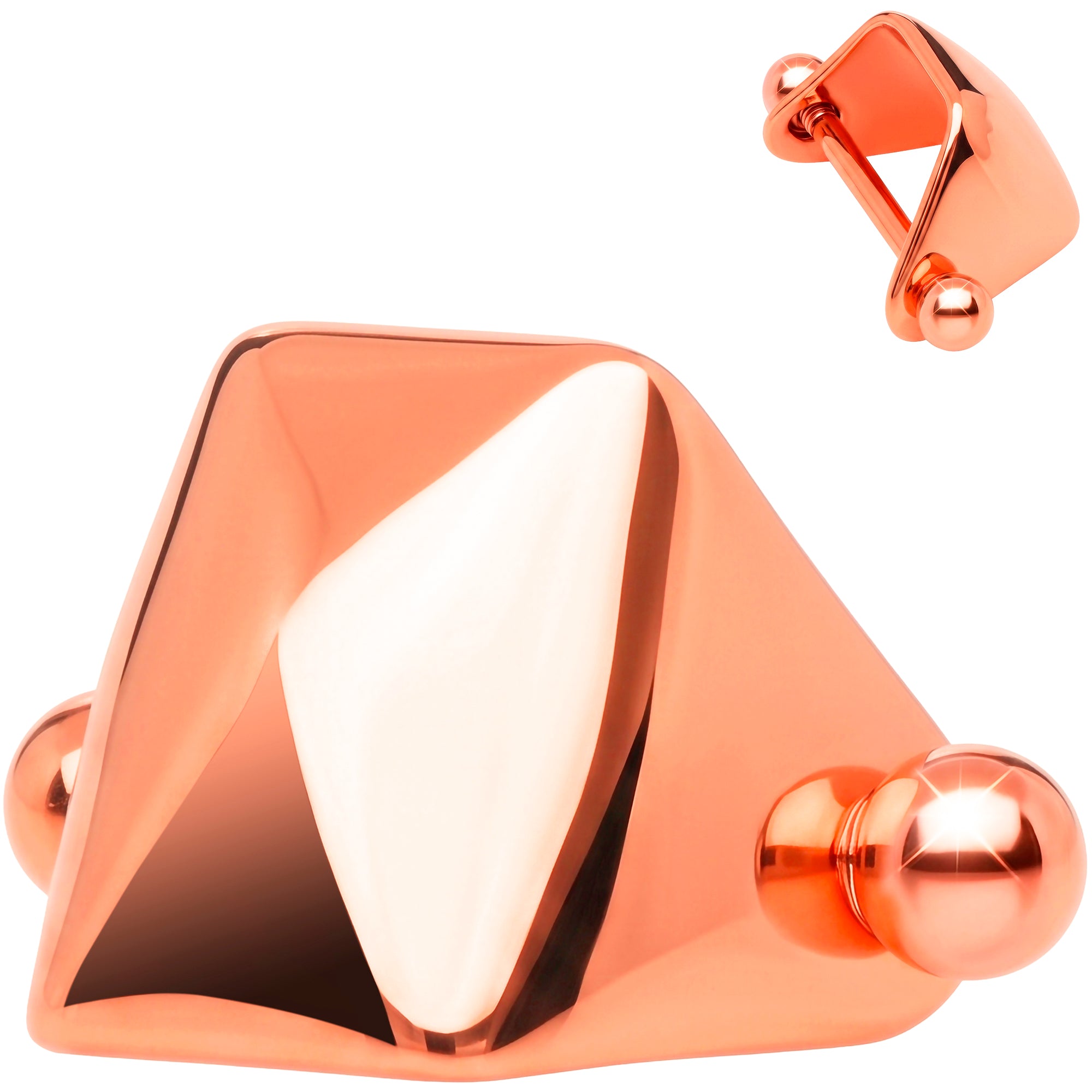 16G Geo Pyramid Helix Cartilage Cuff Barbell - 316G Surgical Steel Ear Cuff