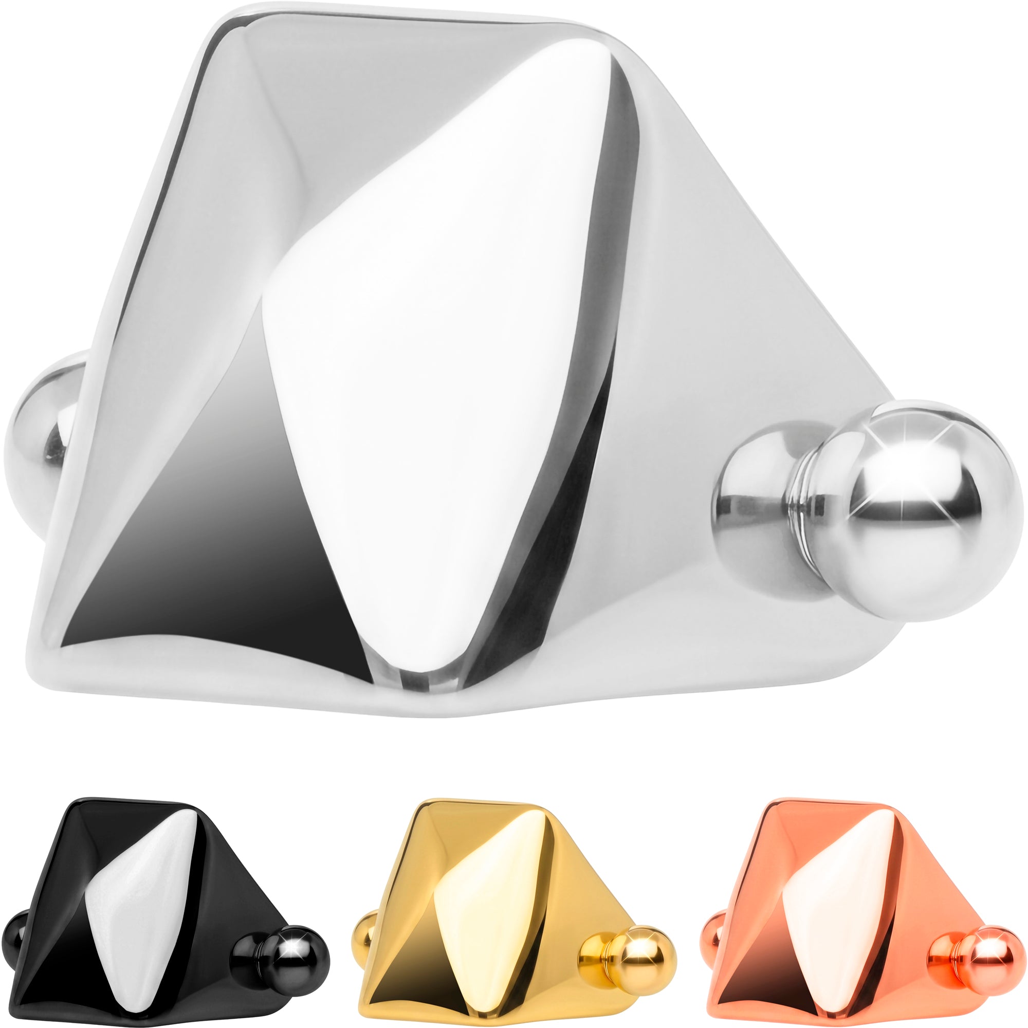 Geometric Pyramid Helix Cartilage Ear Cuff Barbell 16 Gauge