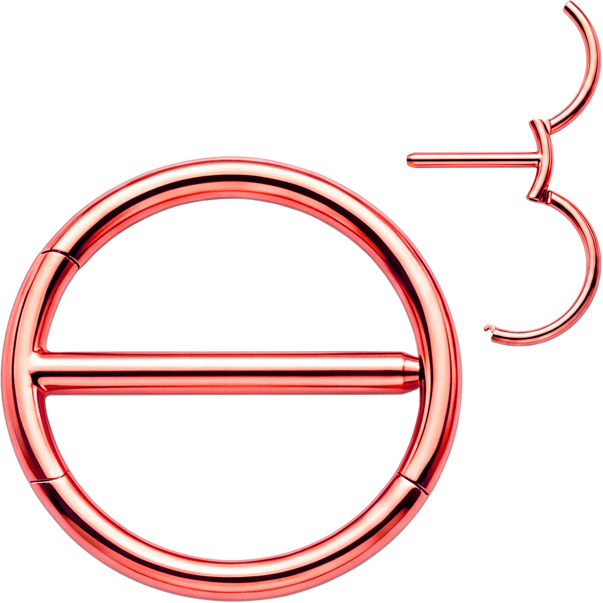 14G 9/16 Minimalist Circle Titanium Nipple Hinged Click Closure Ring Set