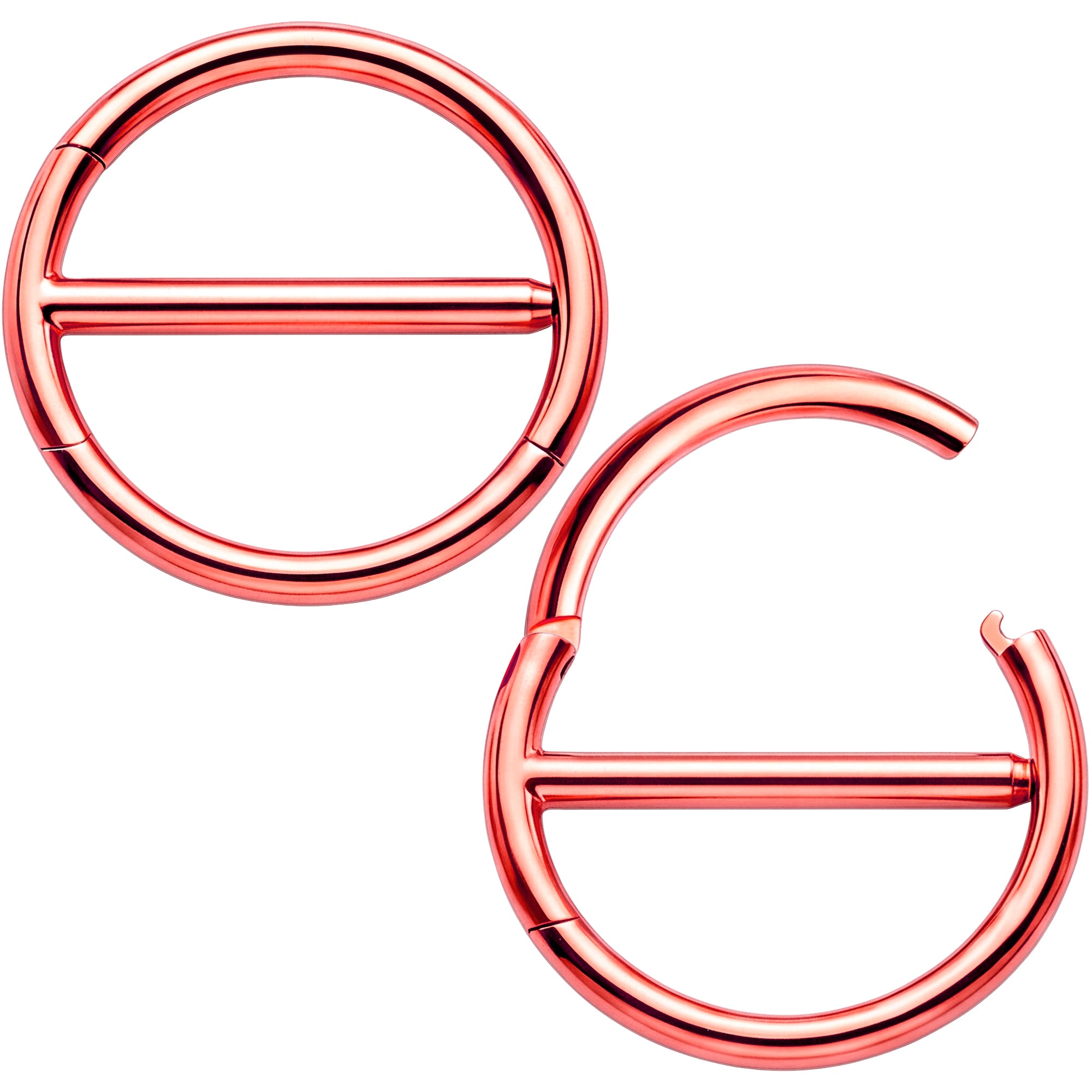 14G 9/16 Minimalist Circle Surgical Steel Nipple Hinged Click Closure Ring Set