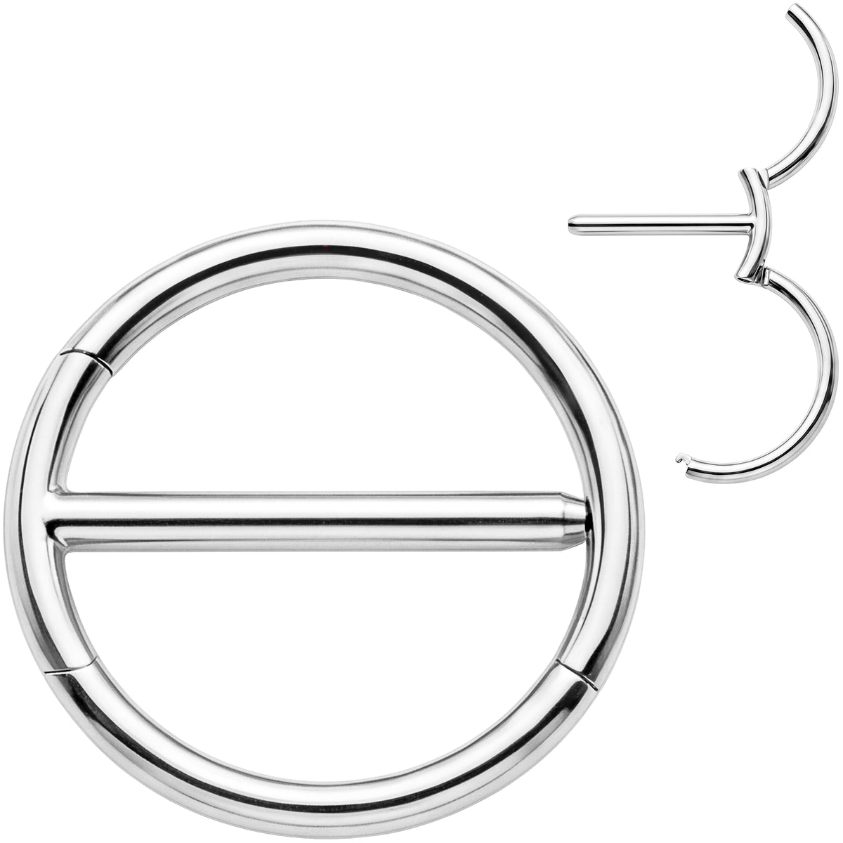 14G 9/16 Minimalist Circle Surgical Steel Nipple Hinged Click Closure Ring Set