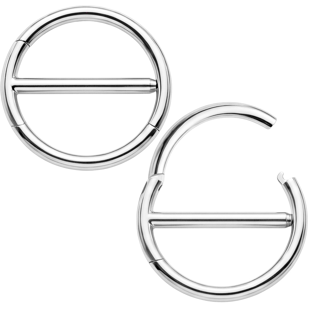 14G 9/16 Minimalist Circle Surgical Steel Nipple Hinged Click Closure Ring Set