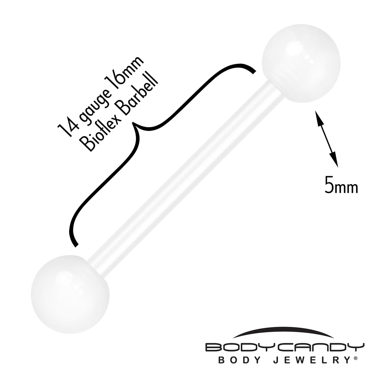 14G Glow in the Dark Acrylic Ball Bioflex Tongue Ring