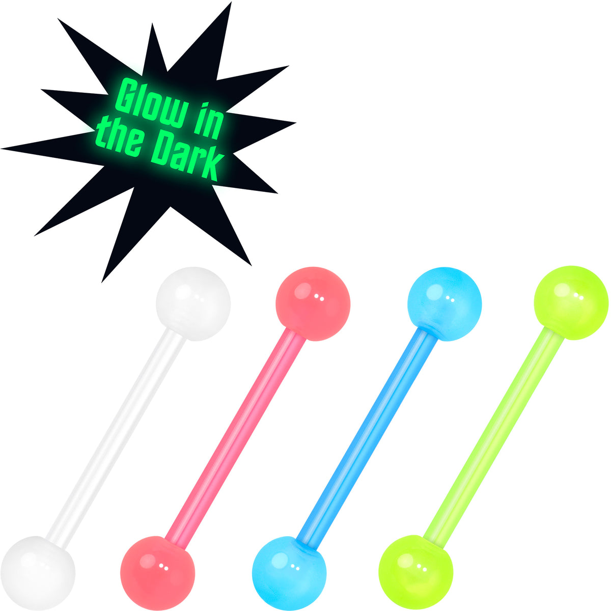 14G Glow in the Dark Acrylic Ball Bioflex Tongue Ring