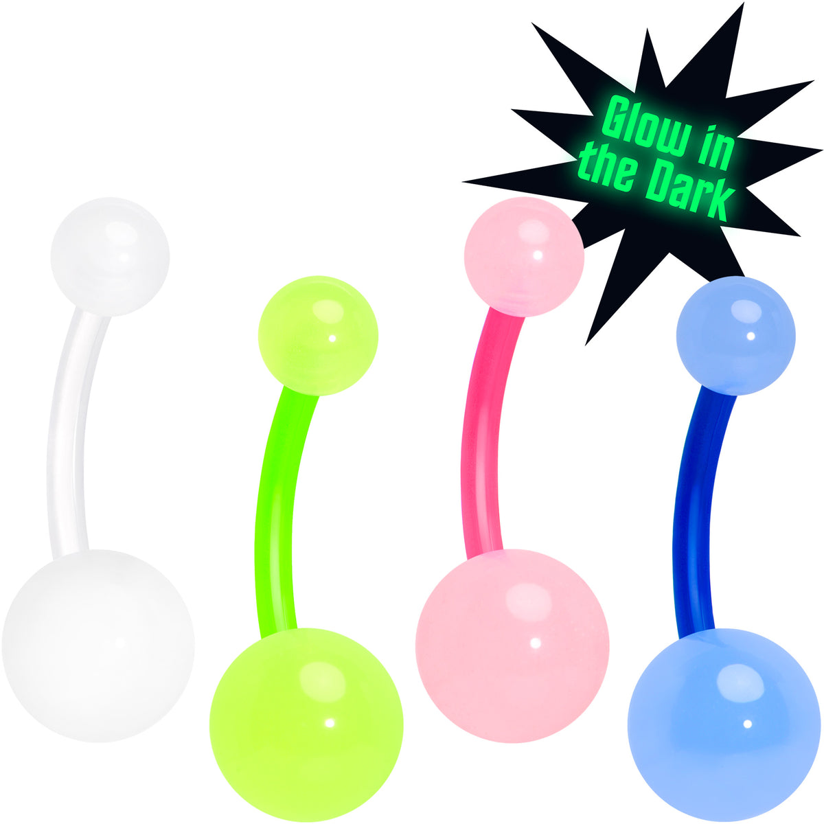 14G Glow in the Dark Acrylic Ball Bioflex Belly Ring