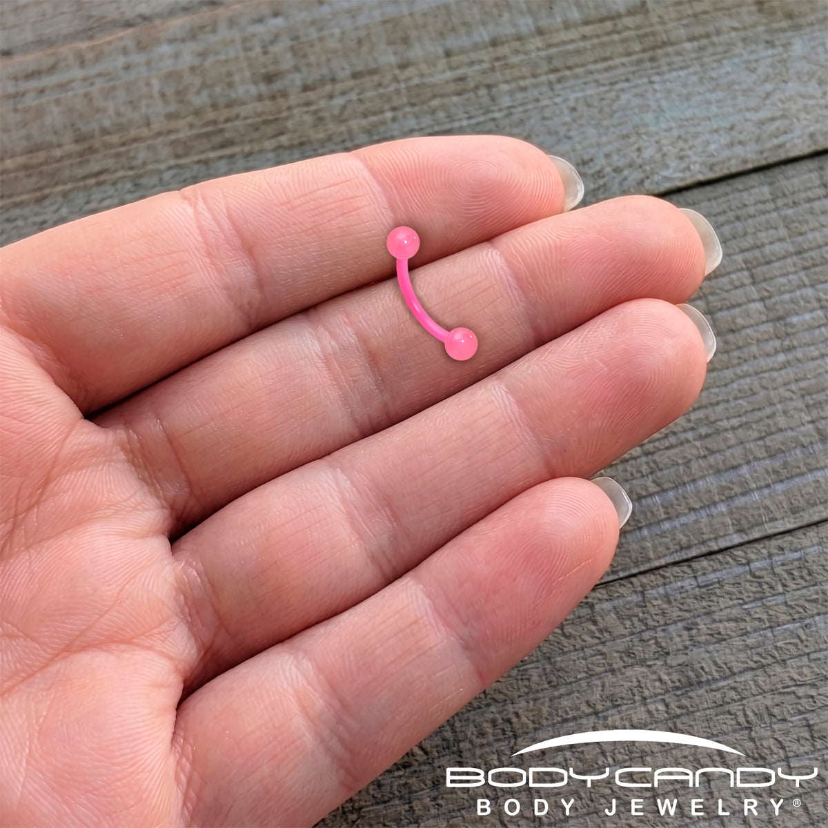16G 5/16 Acrylic Ball Bioflex Pink Flexible Eyebrow Ring