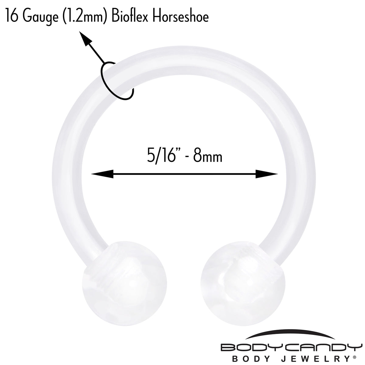 16G Acrylic Ball Bioflex Flexible Horseshoe Ring