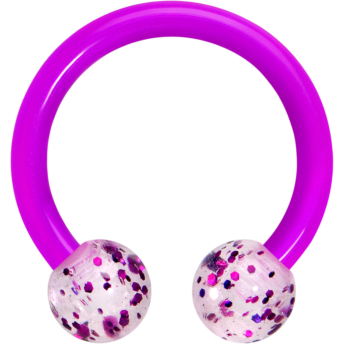 16G Glitter Acrylic Ball BioFlex Flexible Horseshoe Ring