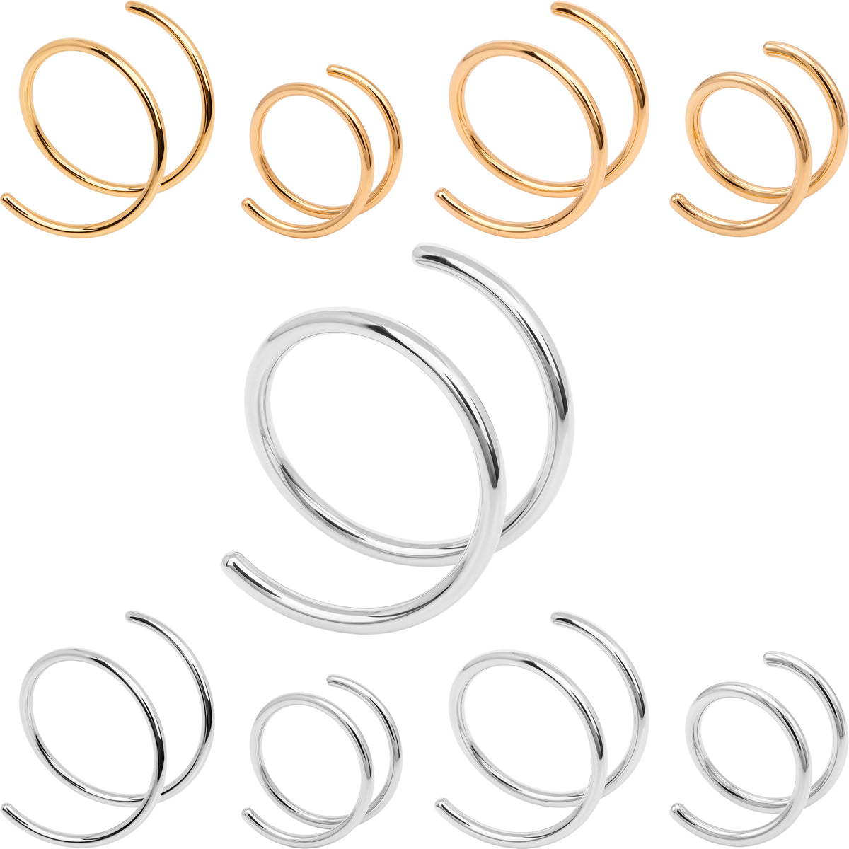 Double Hoop Nose Implant Grade Titanium Spiral Nose Ring
