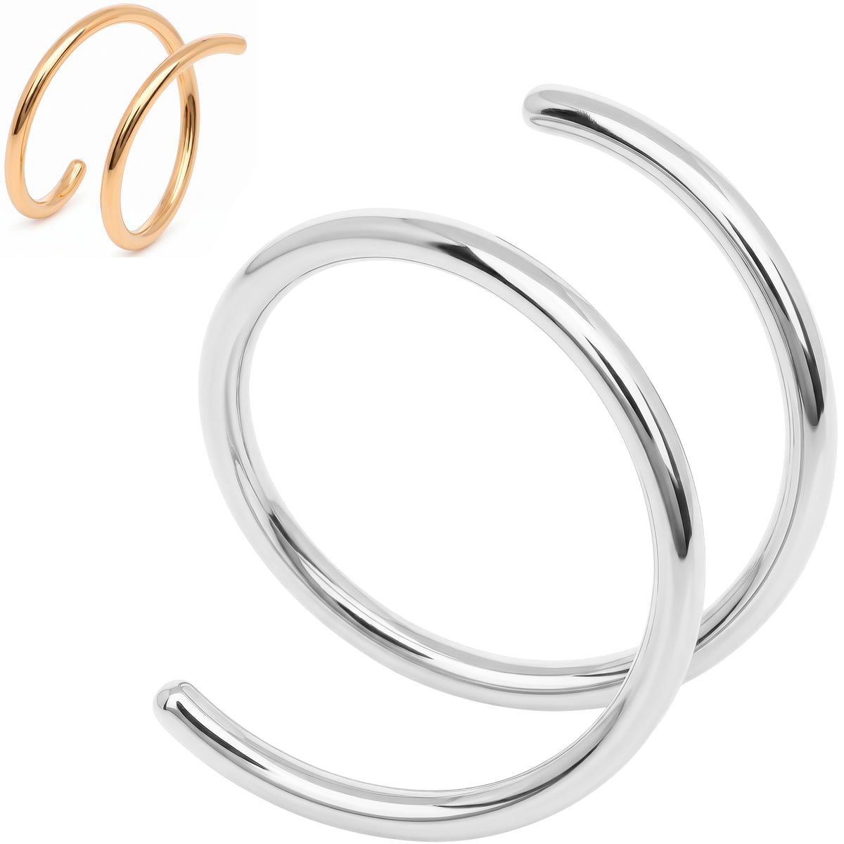 Double Hoop Nose Implant Grade Titanium Spiral Nose Ring