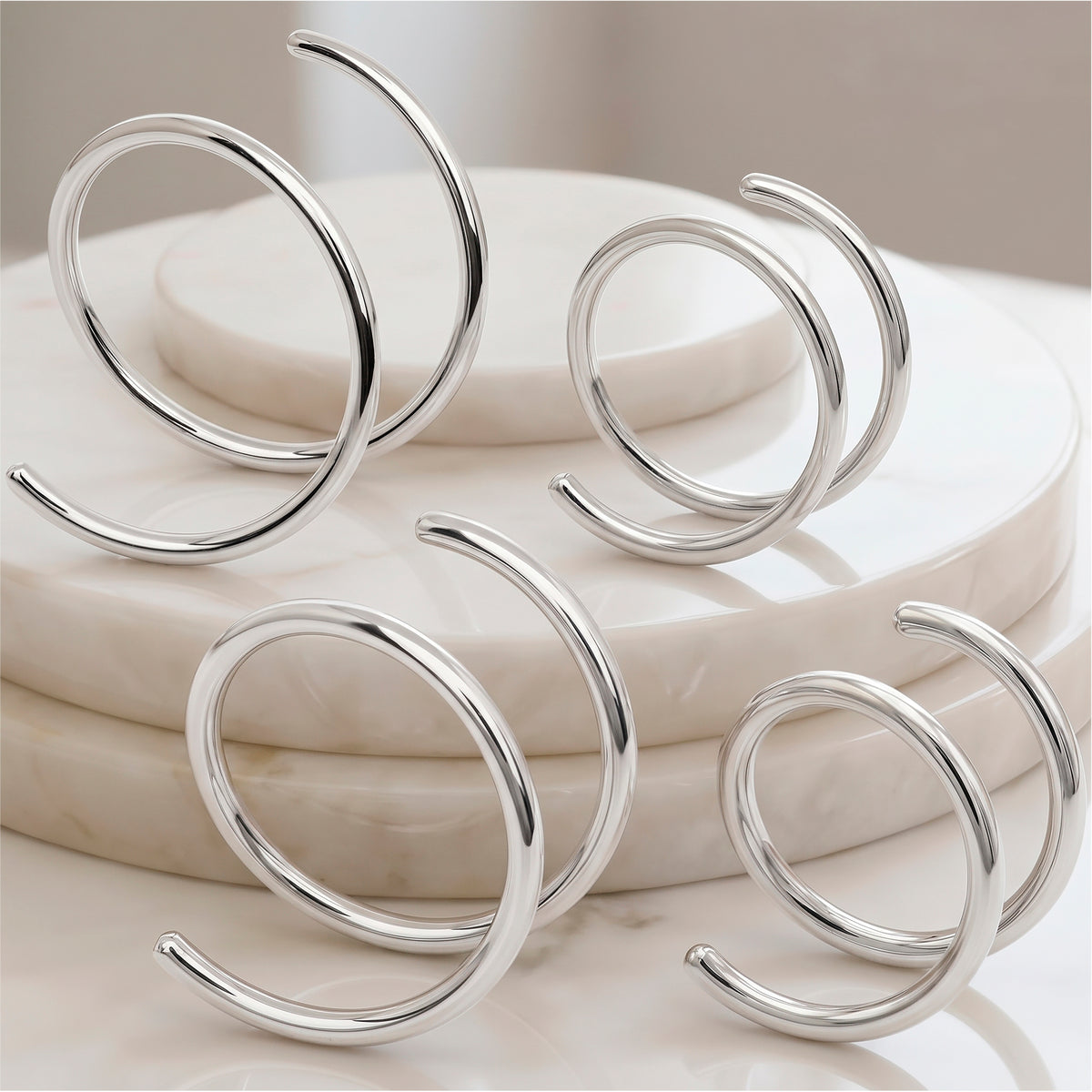 Double Hoop Nose Implant Grade Titanium Spiral Nose Ring