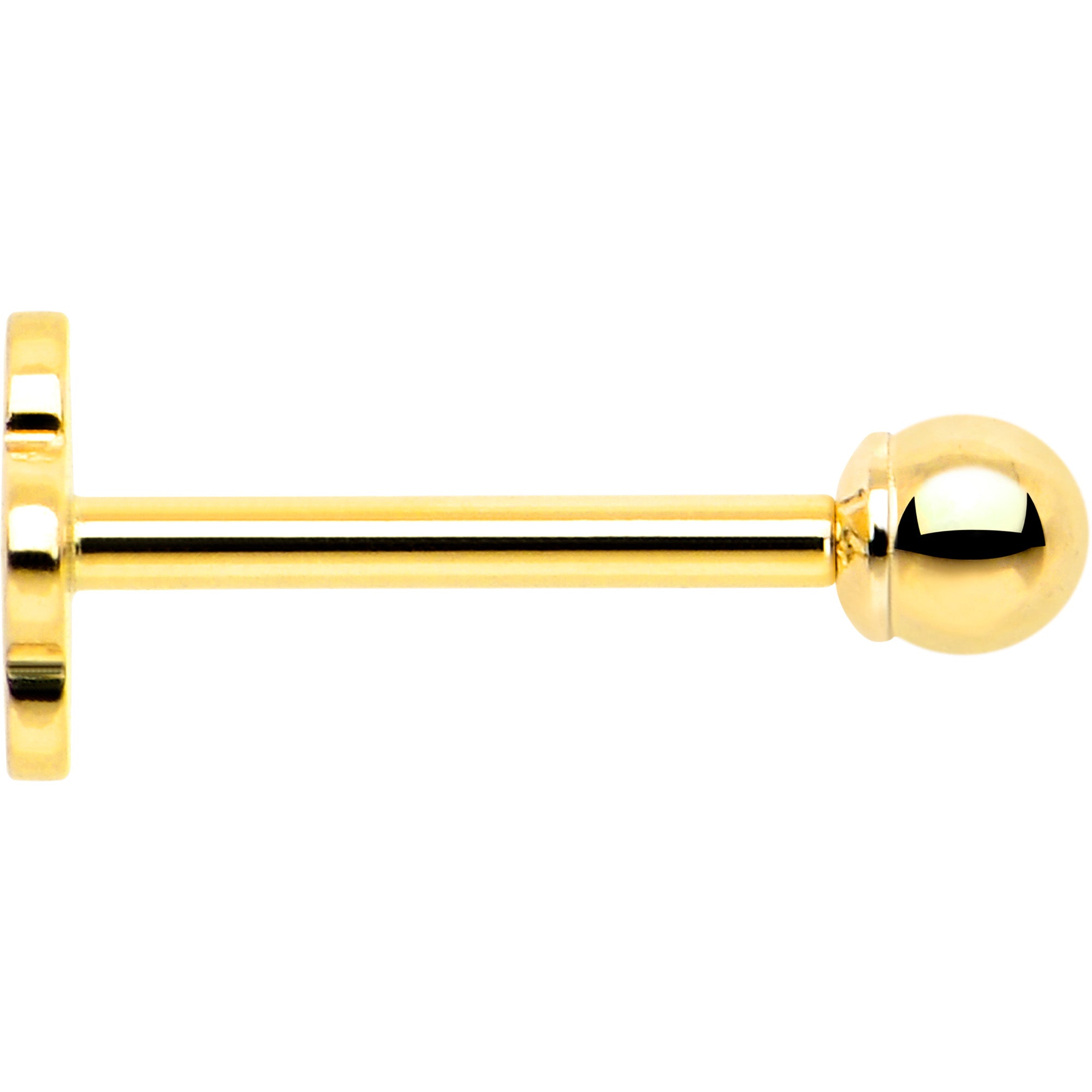 14k Yellow Gold Flat Back Earring 20G 2mm Ball Floral Reversible