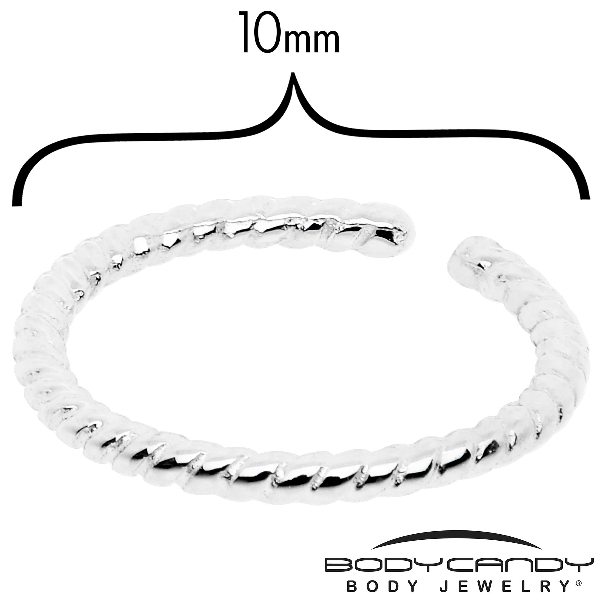 14k White Gold Bendable Nose Hoop 20G 5/16 Twisted