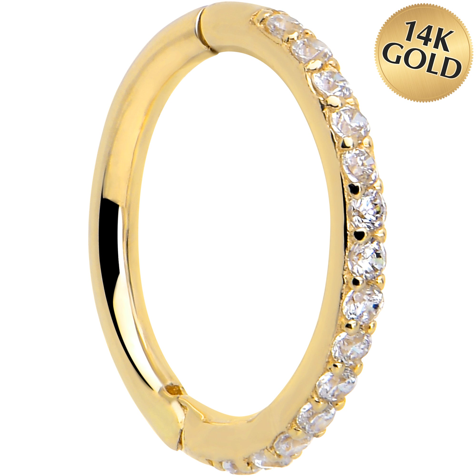 Segment Rig 14k Solid Yellow Gold Hinged Segment Ring Forward Facing CZ 18 Gauge 5