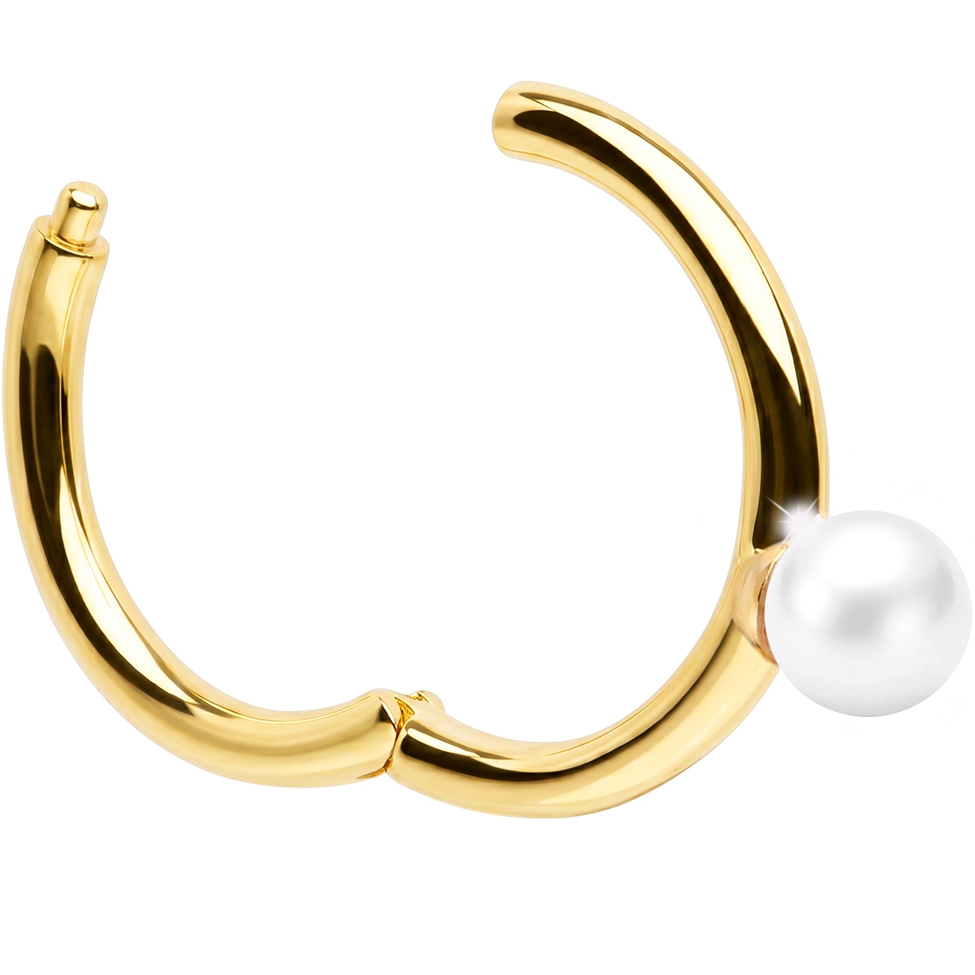 16G Freshwater Pearl Seamless Ring Cartilage Clicker Hoop- 14k Solid Gold