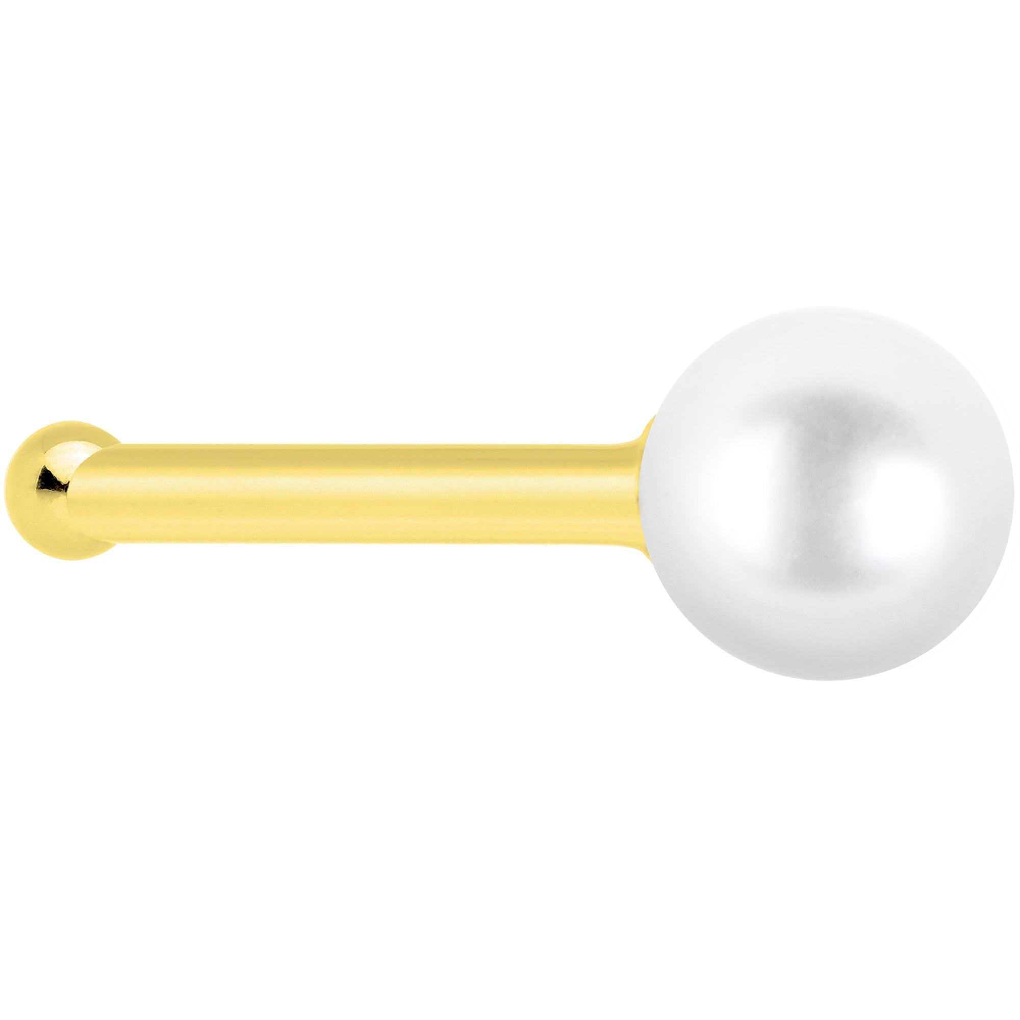 Solid 14K Yellow Gold 3mm Pearl Nose Bone