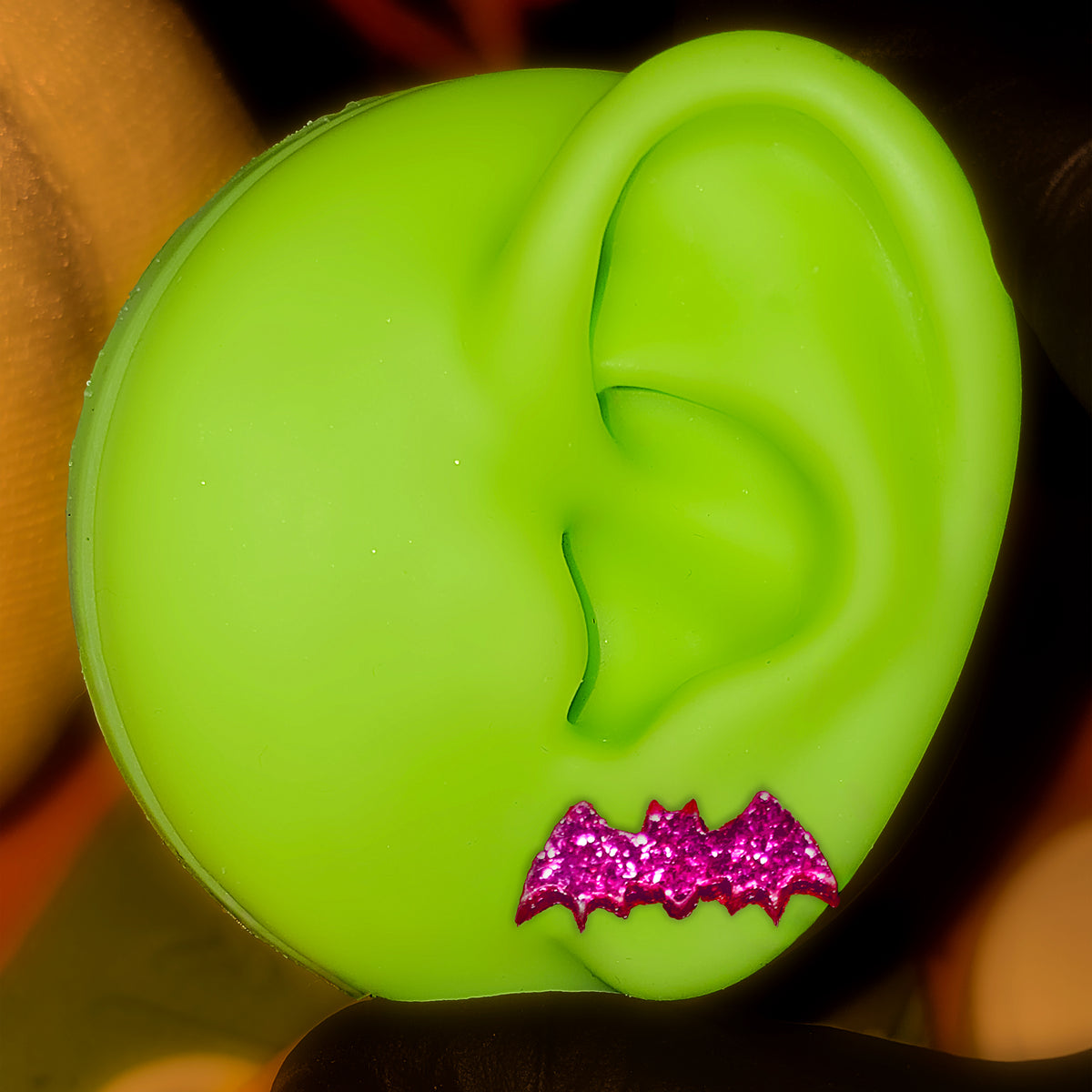 Stardust Glitter Bat Acrylic Stud Earrings - Hypoallergenic