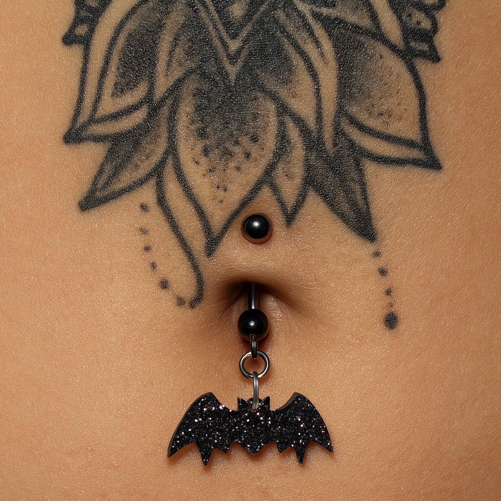 black bat shaped dangle belly button ring