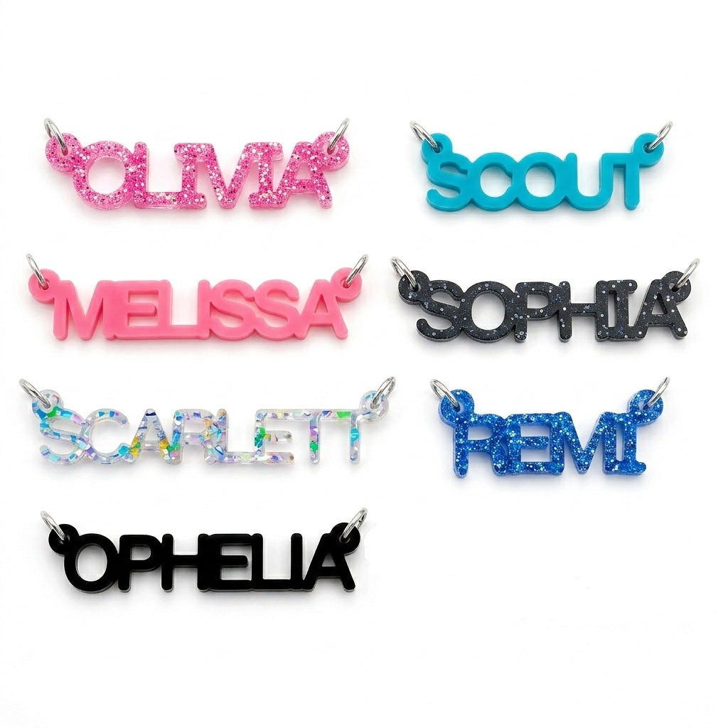 Personalized Acrylic Custom Name Necklace - Hypoallergenic Stainless Steel Chain