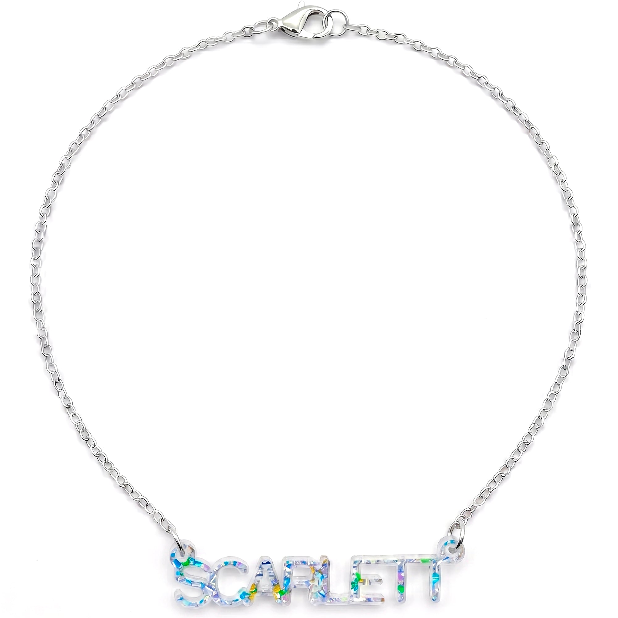 Personalized Acrylic Custom Name Necklace - Hypoallergenic Stainless Steel Chain
