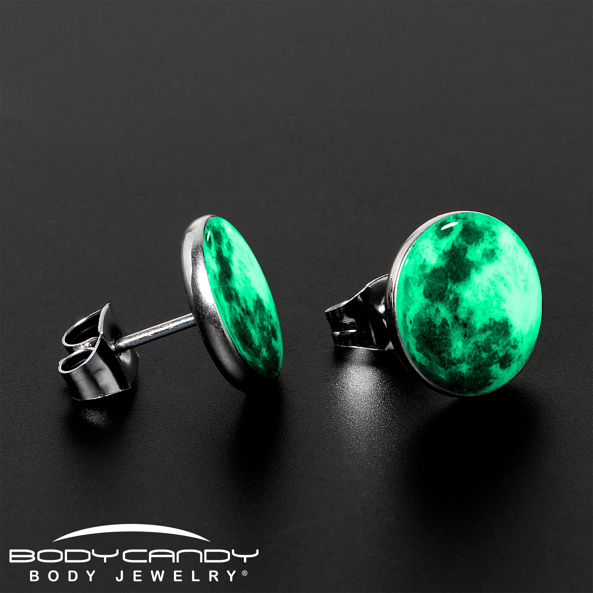 Moon Glow in the Dark  Stainless Steel Stud Earrings perfect for sensitive ears