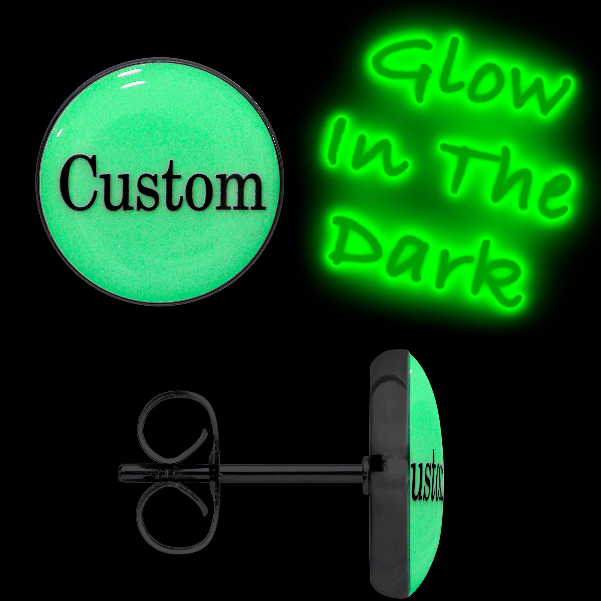 Custom Personalized Glow in the Dark  Stainless Steel Stud Earrings stylish jewelry