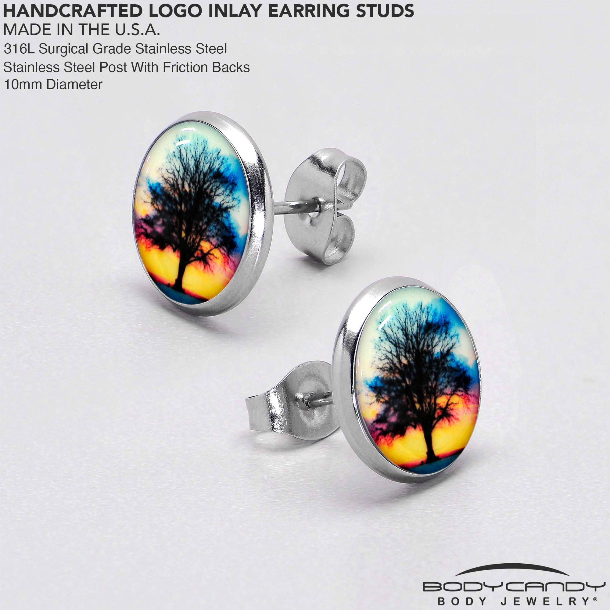 Glow in the Dark Sunset Tree Stud Earrings