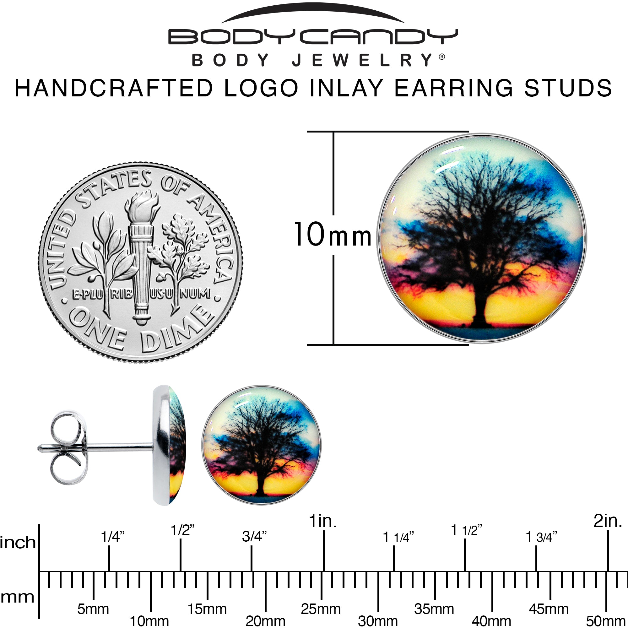 Glow in the Dark Sunset Tree Stud Earrings