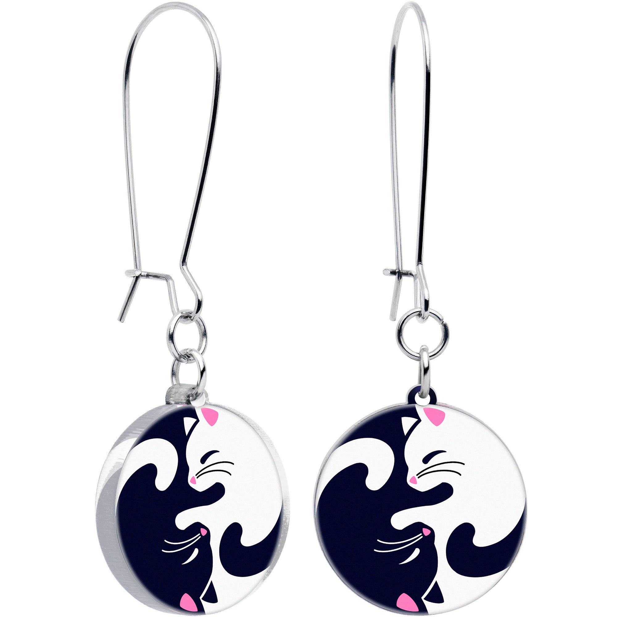 Yin yang cat earrings cute dangle design