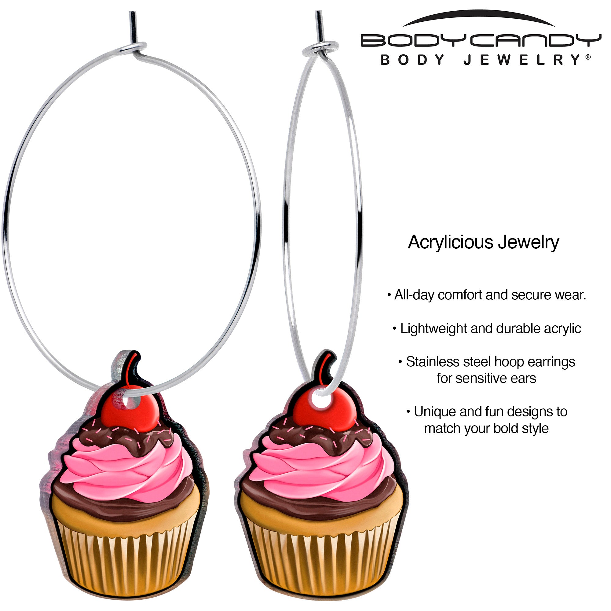 Stainless steel Valentine hoop earrings by Onyx O
