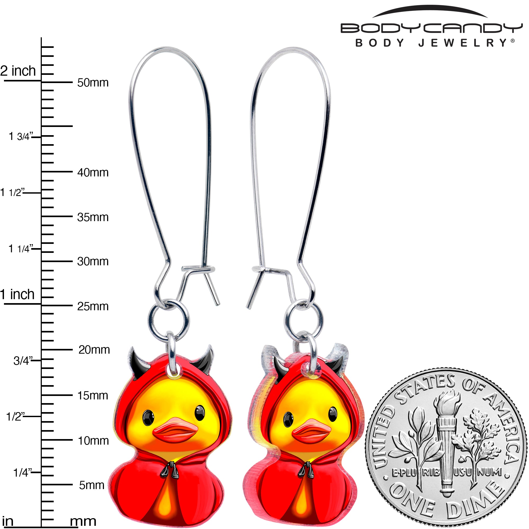 Devil Duck Earrings Handmade Kidney Wire Dangle