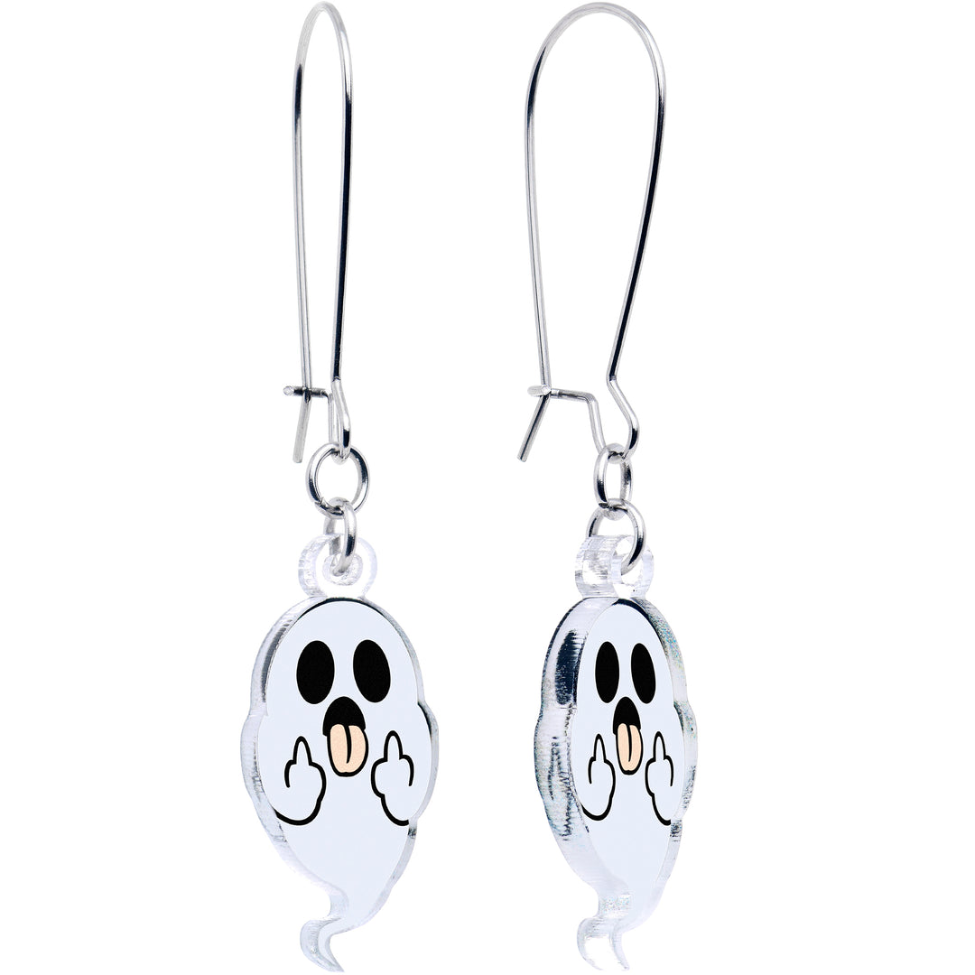 Acrylicious Sassy Spirit Middle Finger Ghost Dangle Earrings
