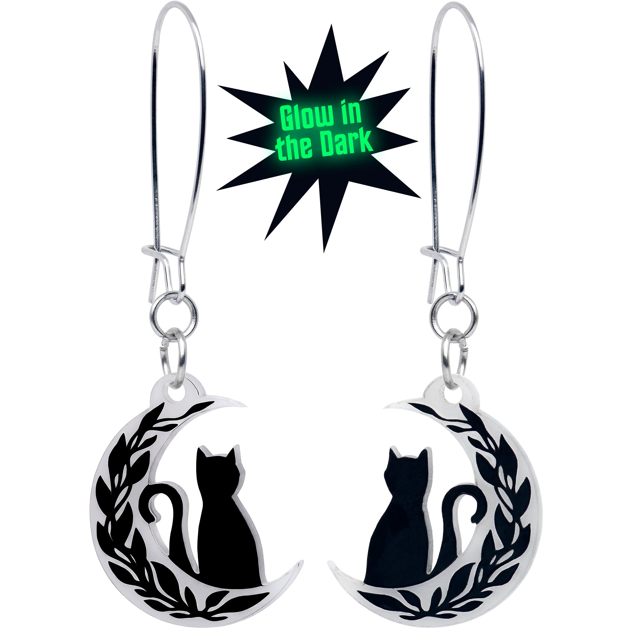 Moonlit Kitty Glow in the Dark Cat Acrylic Hoop Earrings by Onyx O