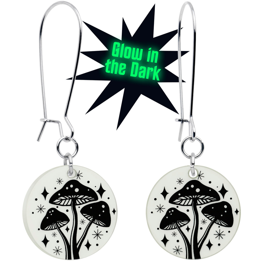 Mystic Mushroom Dangle Earrings Glow in the Dark Jewelry